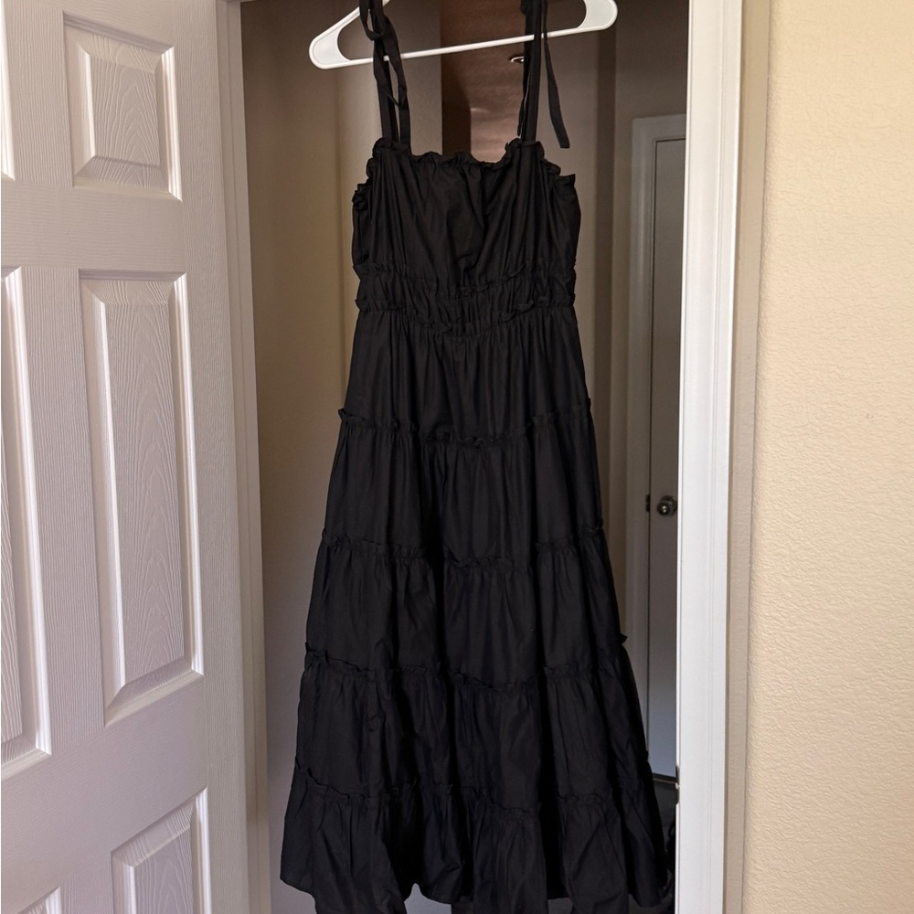Black Tiered Sundress with Tie Straps